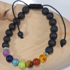Pulseira 7 Chakras com Lava | Esferas de 8 mm