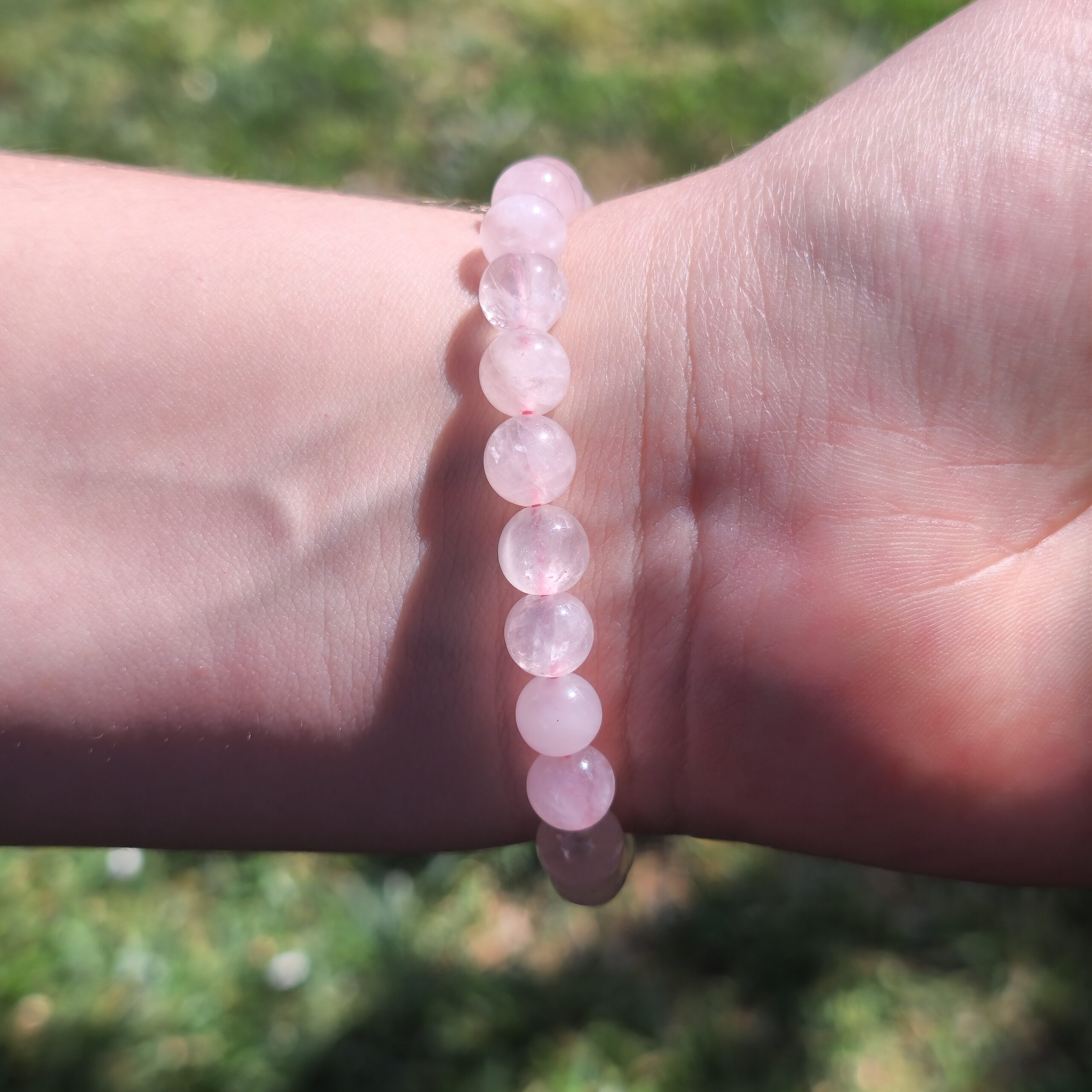 Pulseira de Quartzo Rosa  | Esferas de 8 mm
