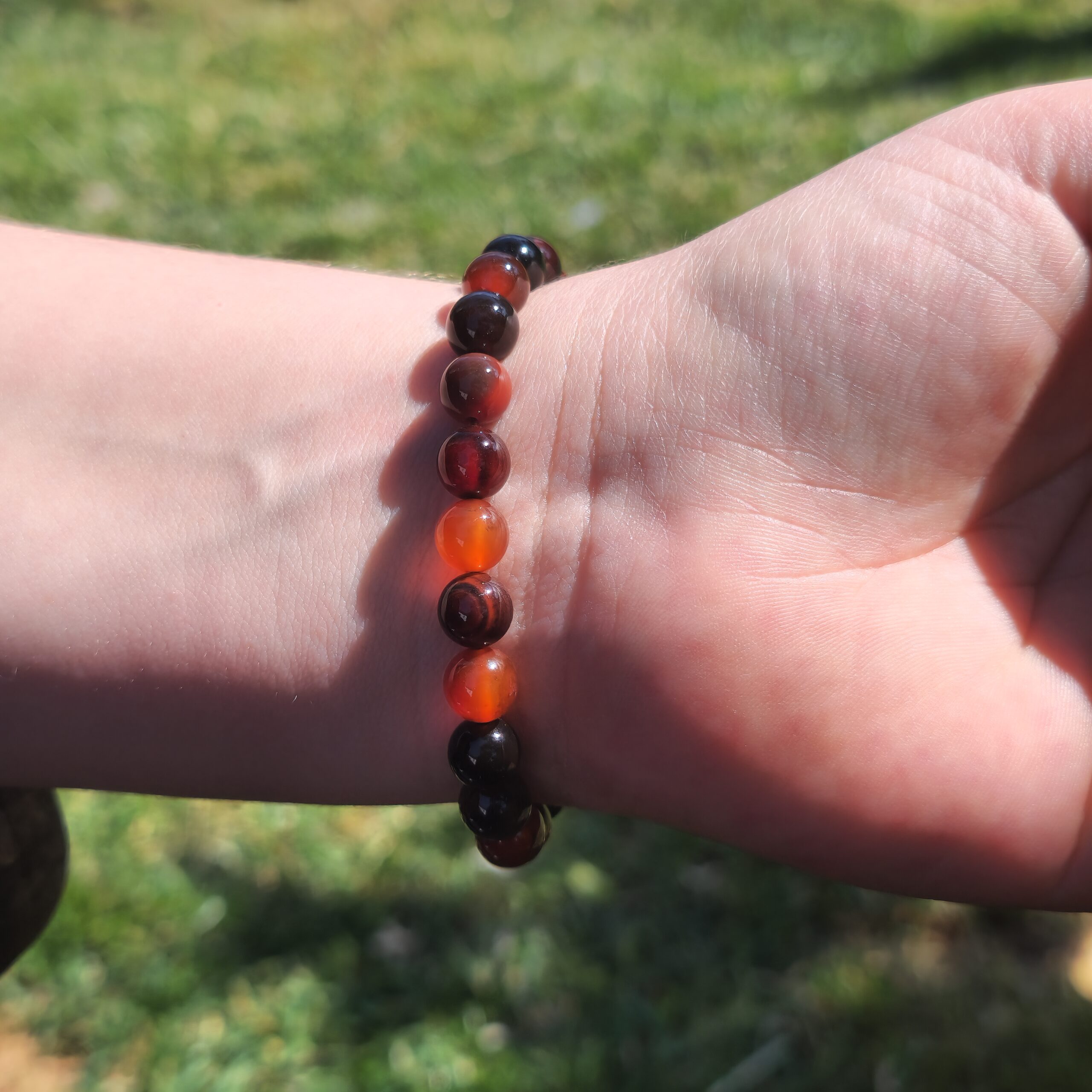 Pulseira de Ágata Fogo | Esferas de 8 mm