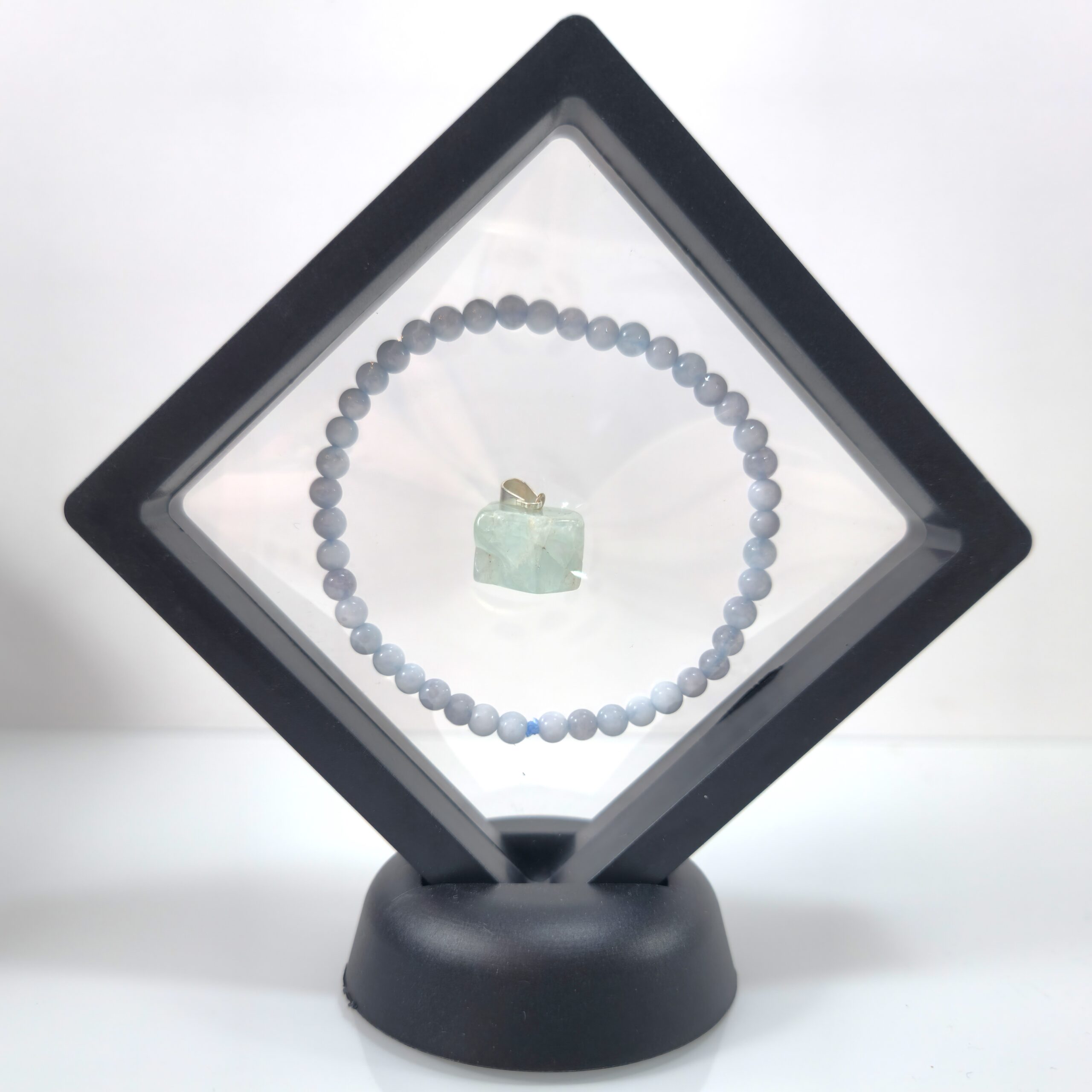 Conjunto Pulseira + Pendente de Água Marinha
